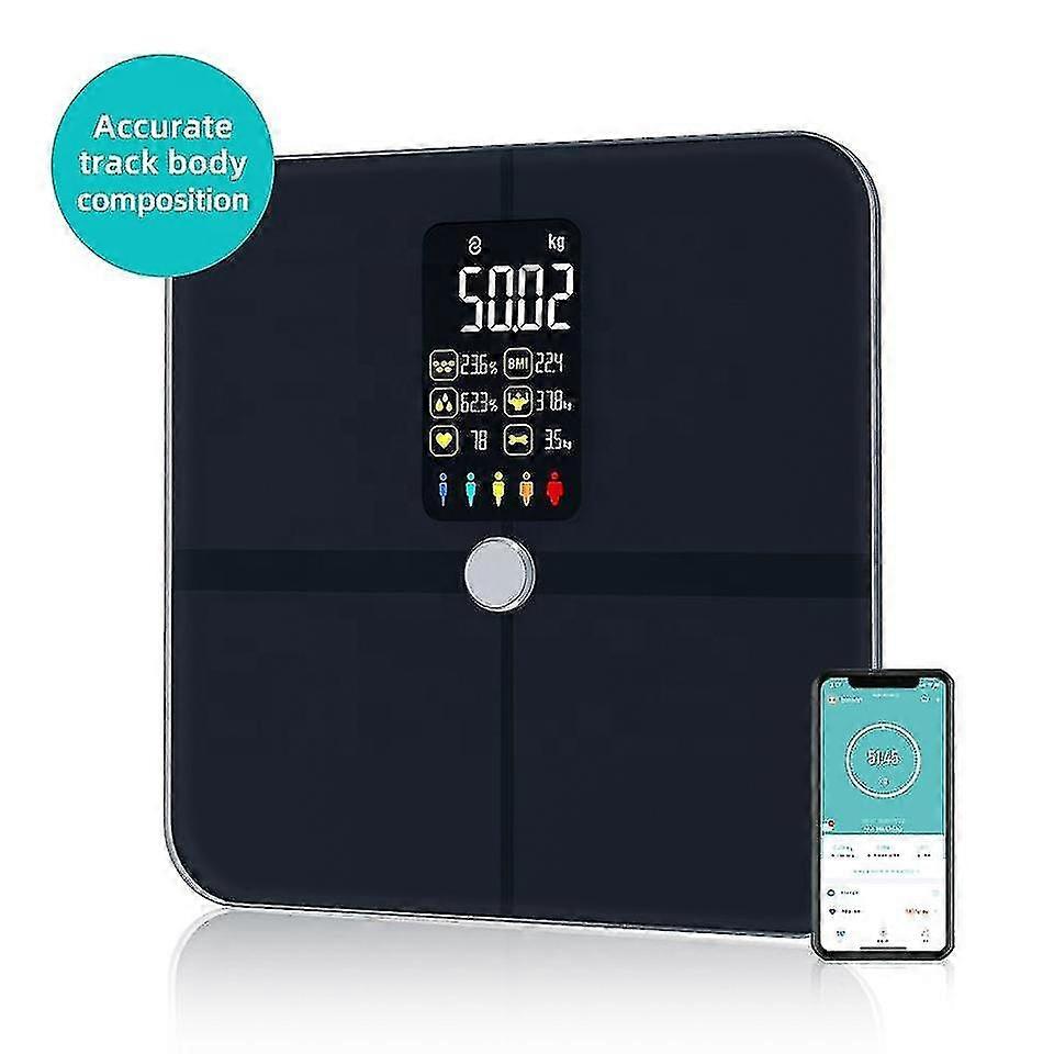 태어난 예쁜 몸 구성 저울 스마트 BMI 신체 지방 전자 저울 체중 및 지방 분석기 무료 응용 프로그램과 대형 디스플레이