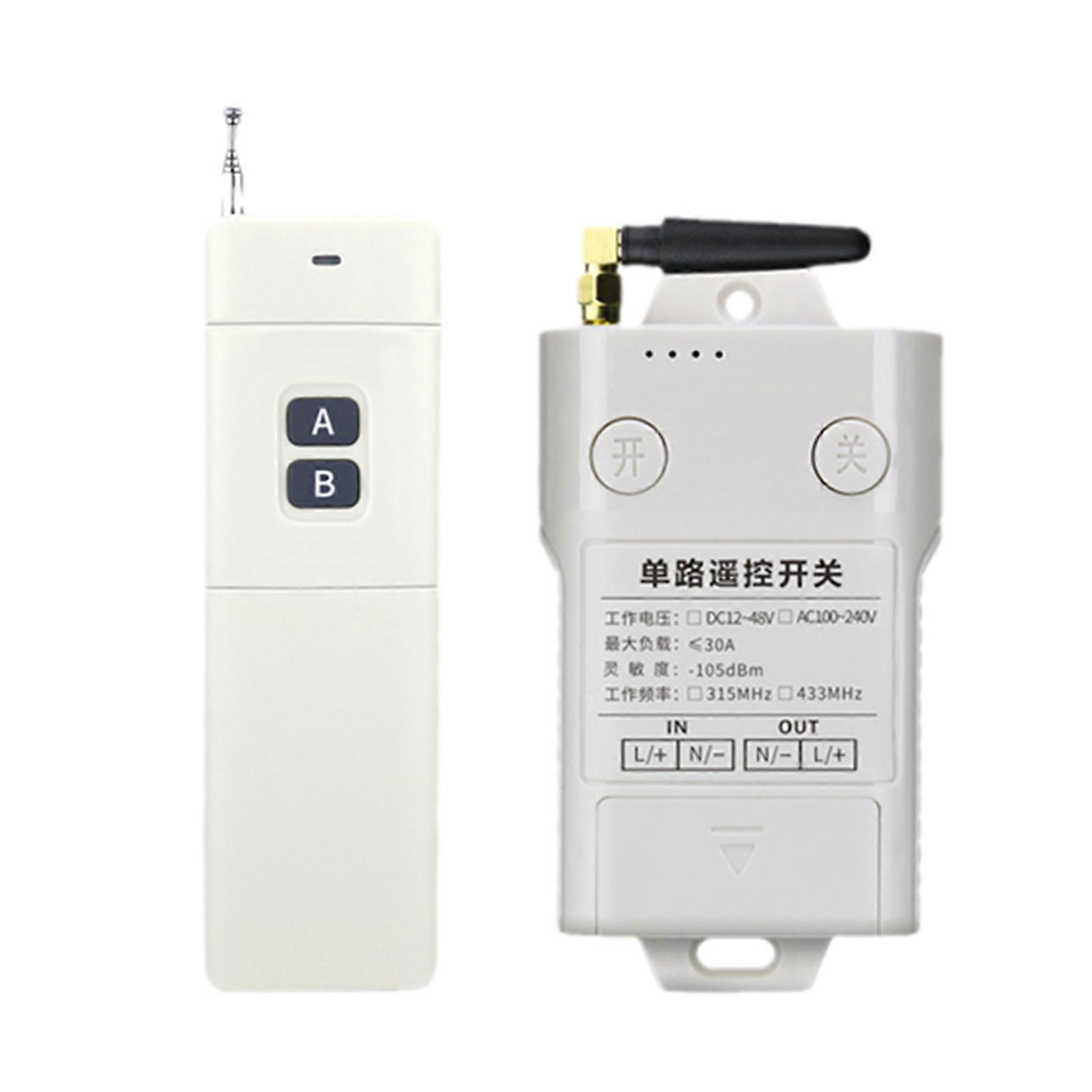 Wireless Remote Control RF Switch Receiver Relay with LED Light Transmitter 30A