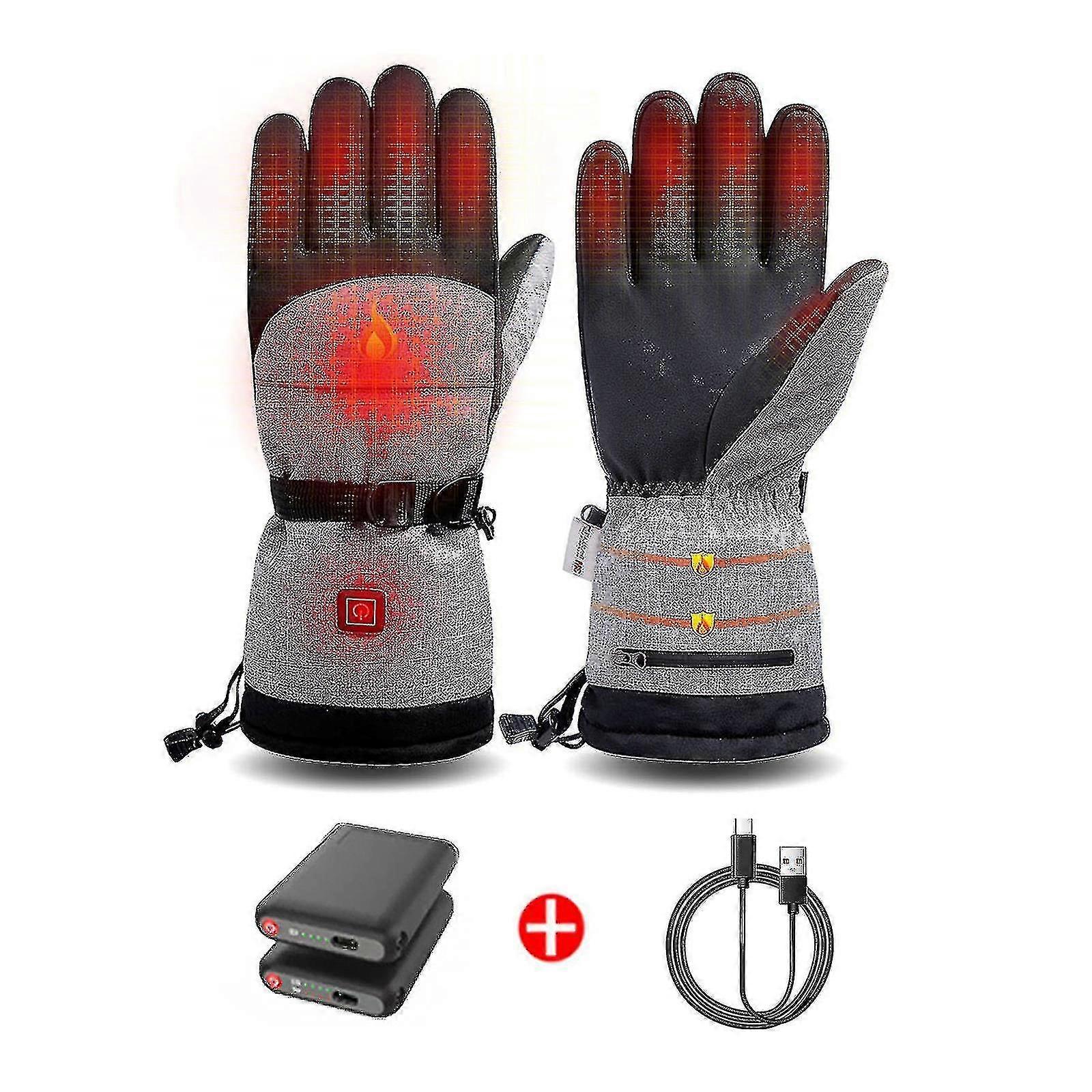 Heated Gloves 5000 Mah Heating Gloves For Men And Women, 3 Heating Temperature Adjustable Waterproof Touchscreen Heated Motorcycle Gloves For O
