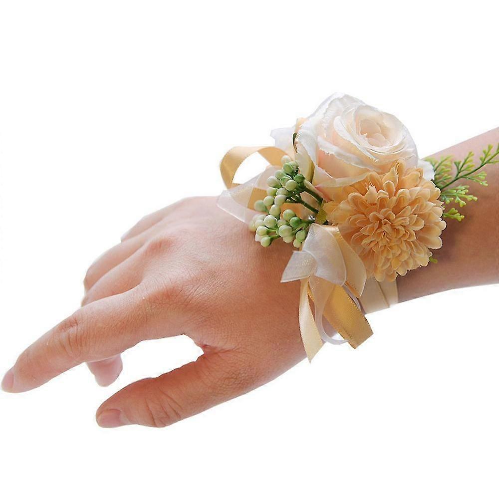 Bracelet Fleurs Rose Poignet Corsage Fille Bracelet Band Demoiselle d’honneur Mariage Prom Main Fleur