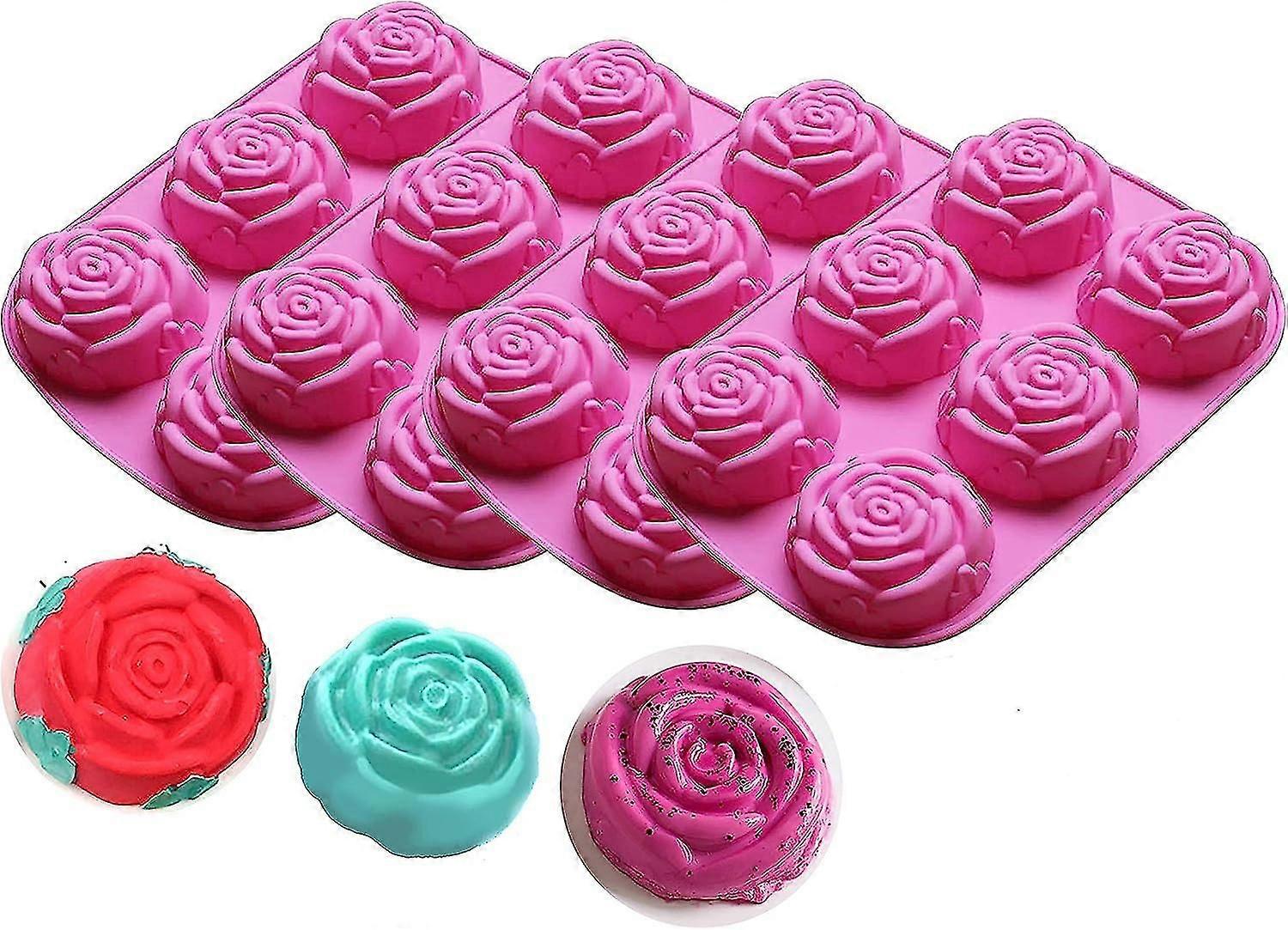 Handmade Silicone Mold For Rose Soap, Cake, Jelly, Pudding, Chocolate - 6 Cavity