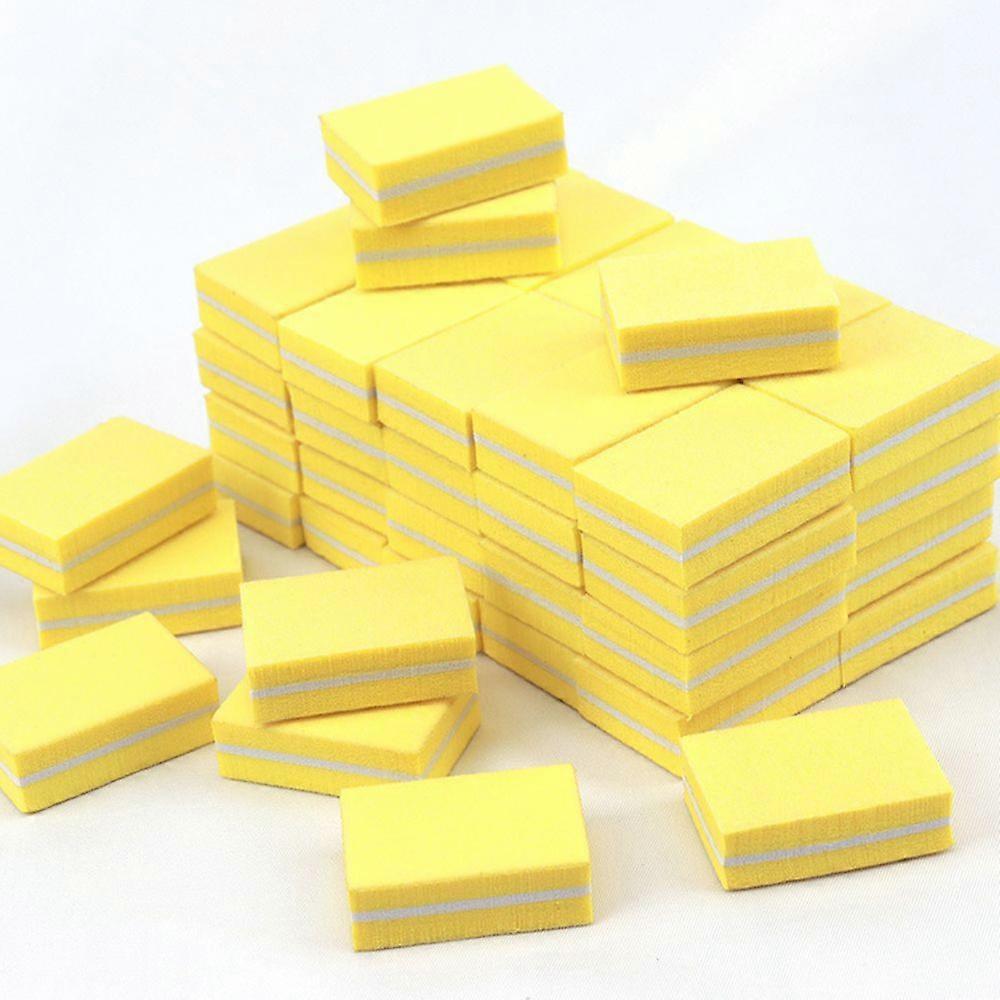 50PCS Nail Sponge Small Square Nail Polishing Block-Yellowmake up