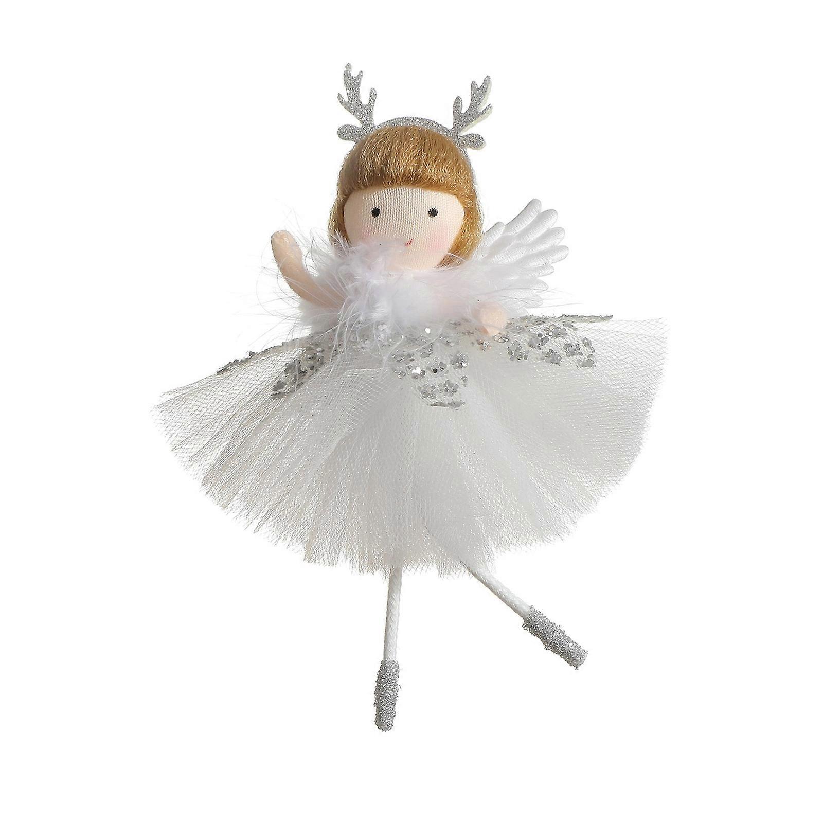 Elegant Angelic Antler Girl Hanging Decoration Sophisticated Angelic Antler Sequins Tulle Skirt Hanging Pieces  White