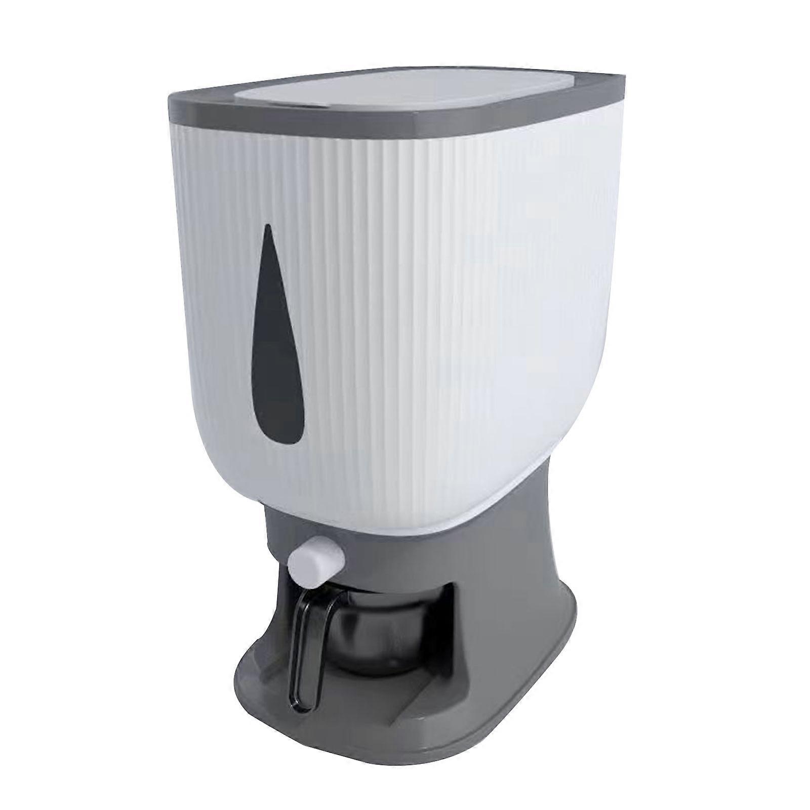10kg Capacity Kitchen Storage Container Grain Storage Barrels Flour and Rice Container for Countertop Cereal & Candy Gray