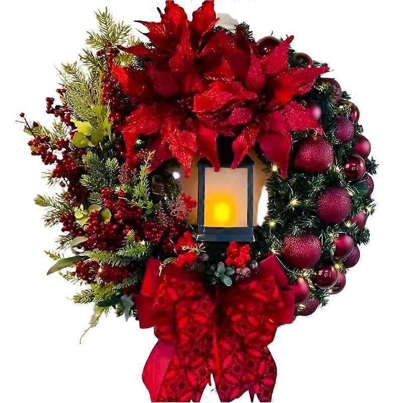 Nneoba Christmas Wreath With Lantern And Bow