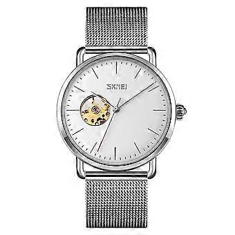 Skmei 9201 Automatik Mechanische Uhr Silber Schale Weiße Oberfläche