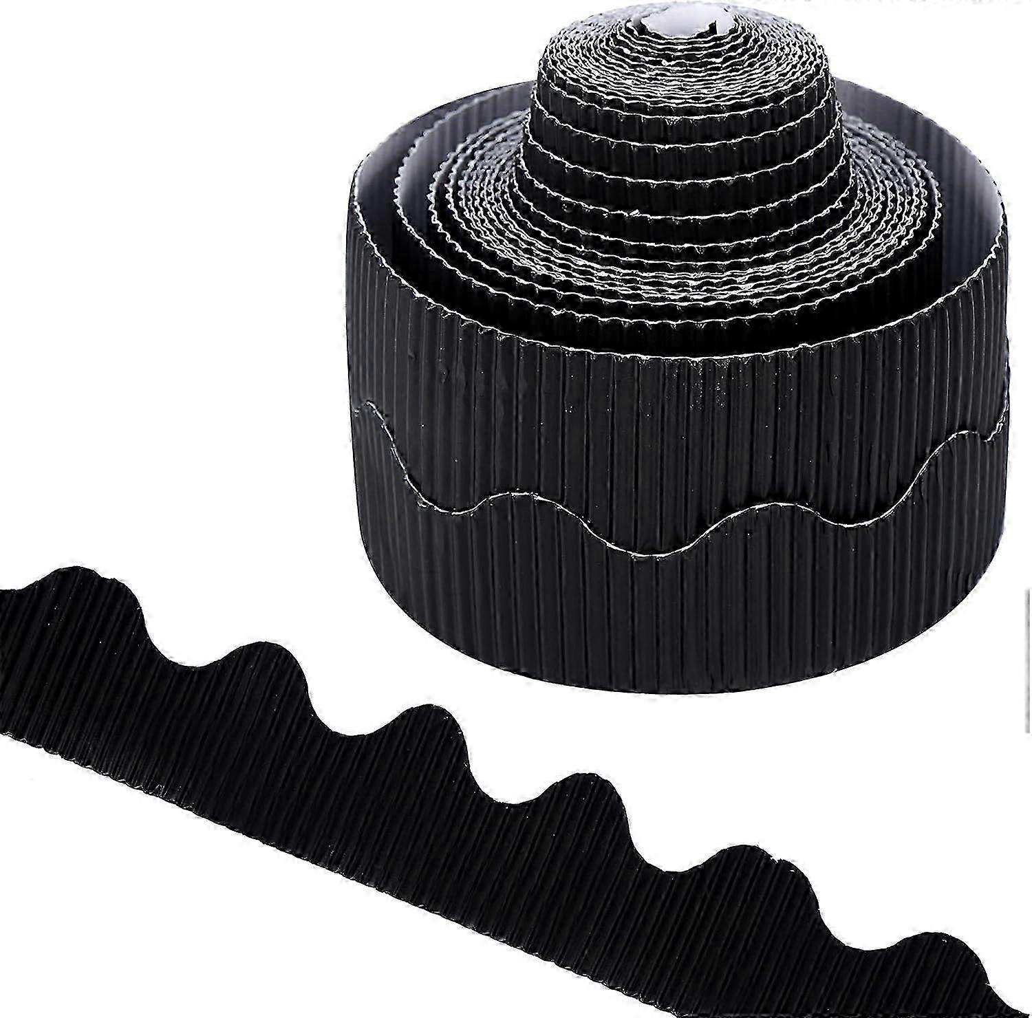 15M/Rolls Corrugated Display Borders for School Classroom Decorations,Black Border Rolls for Displays Border Rolls Corrugated Backing Paper for Wall D