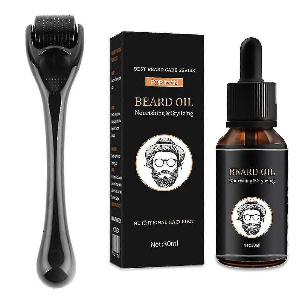 طقم نمو اللحية لشعر الوجه 30 مل زيت مرطب للوجه، بكرة اللحية لمساعدتك على نمو اللحية