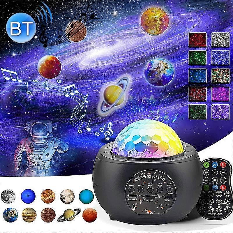 DQ-M3 LED Rotating Starry Sky Light Bluetooth Music Planets Ocean Projector Support TF Card,Style: USB Powered USB + Bluetooth