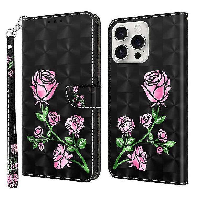 Compatible For iPhone 16 Pro Case Stand Pattern Printing Leather Phone Cover