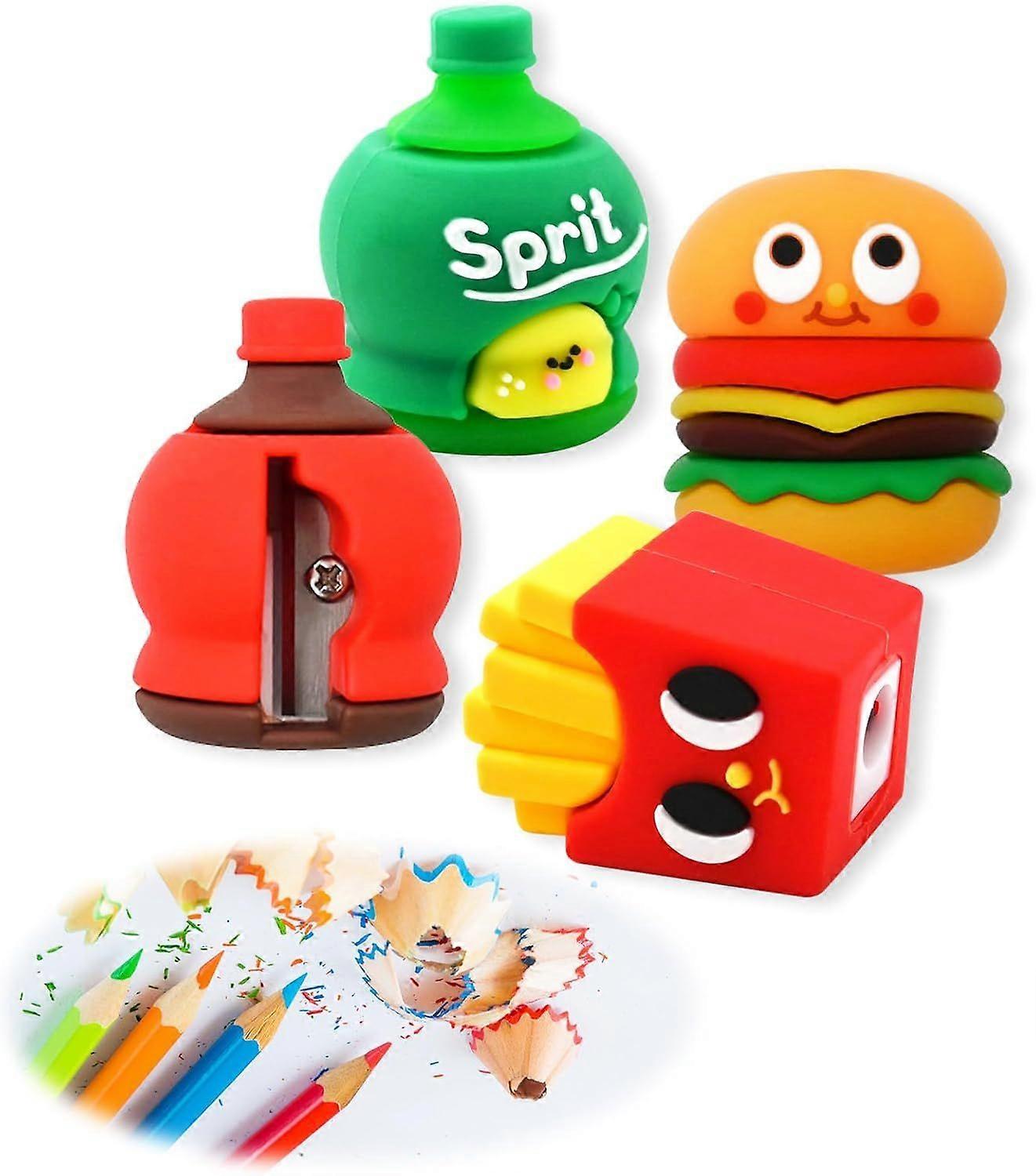 4 PCS Cute Cartoon Pencil Sharpeners, Kids Pencil Sharpener Manual, Handheld Pencil Sharpener, Funny Sharpener for Kids, Small Kawaii Stationary Lovel