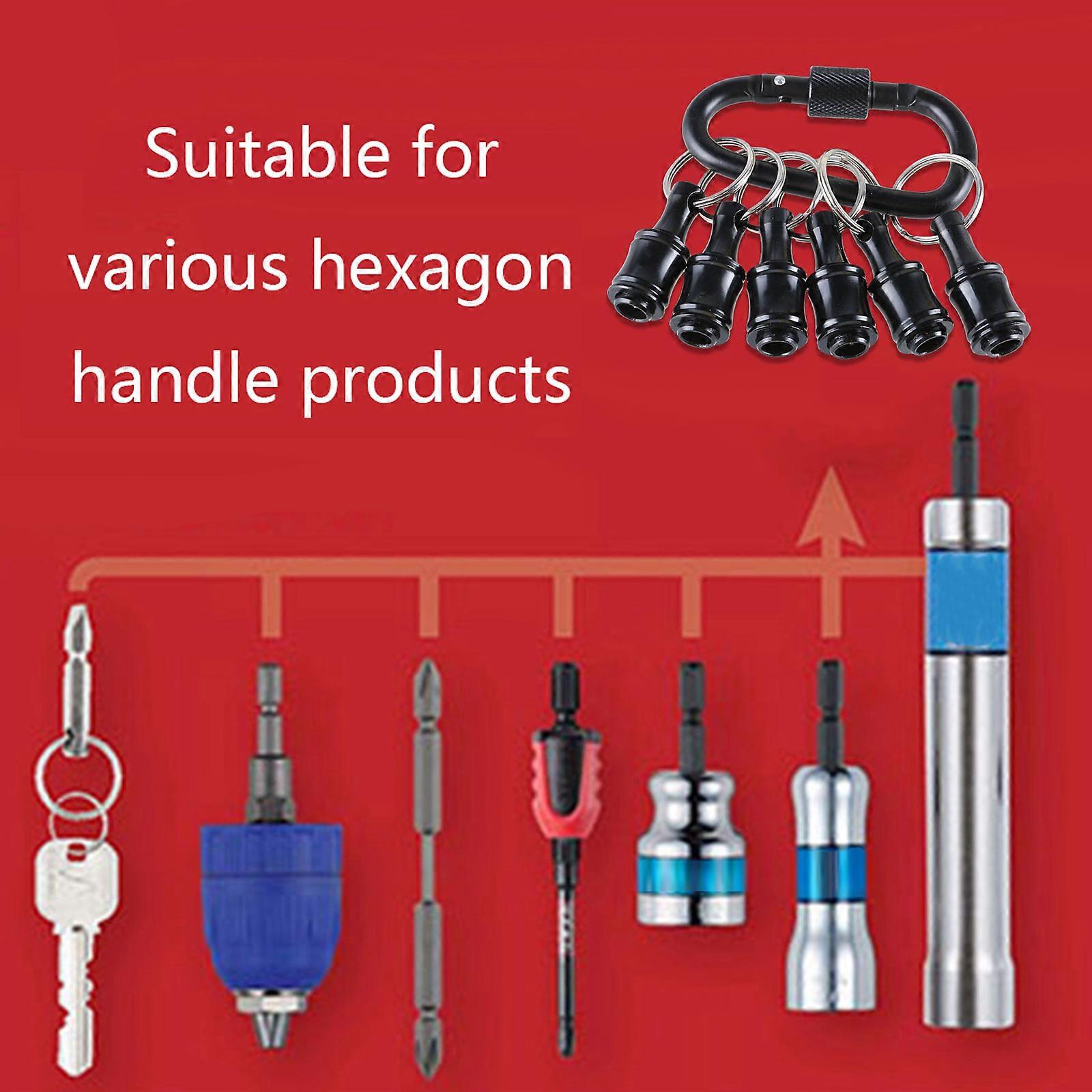 Portable Drill Bit Keychain Organizers, 1/4inch Hexagonal Shank Socket Adapter, Unique Gift Suitable For Dad And Husband
