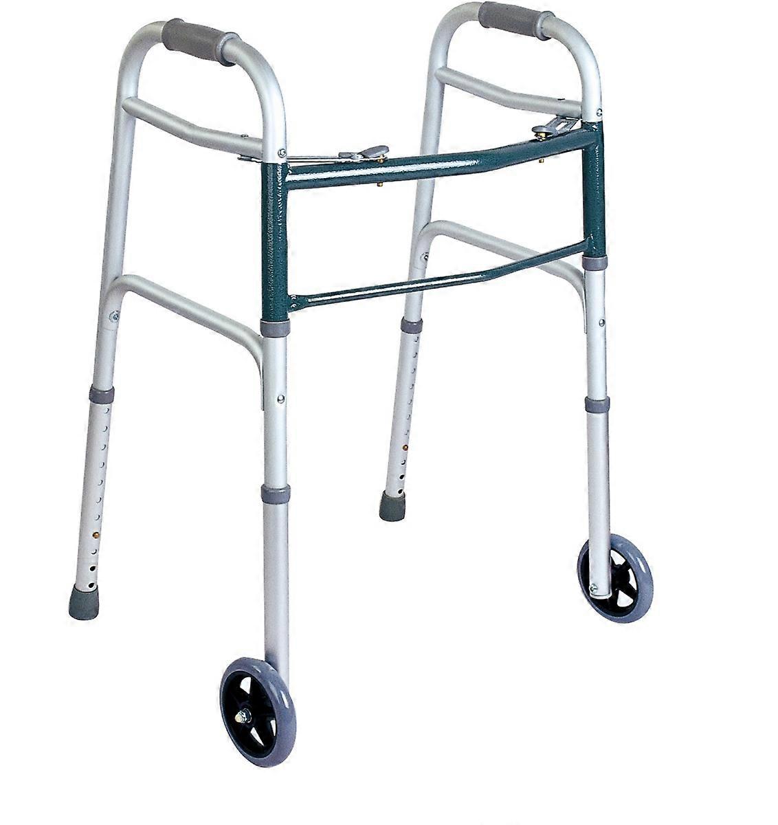 Foldable Aluminum Walker with 2 Wheels and Adjustable Tips
