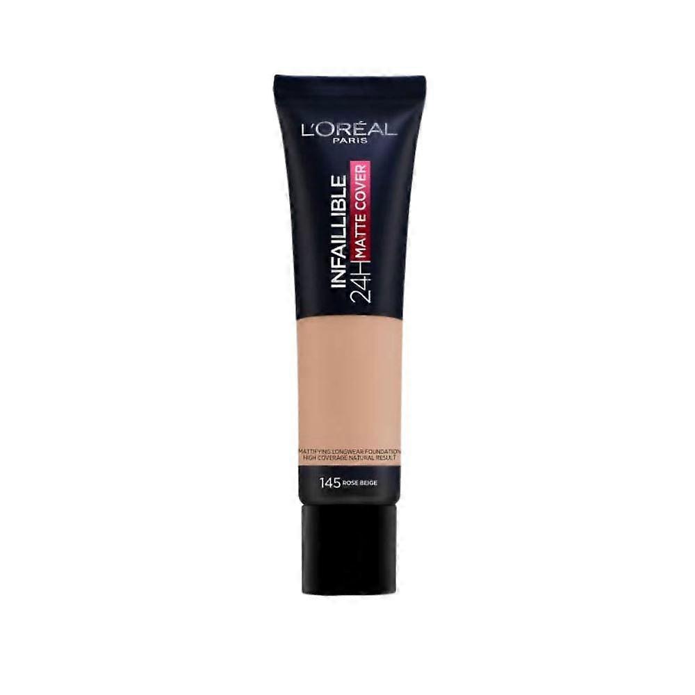 2 x New L'Oreal Infallible 24H Matte Cover Foundation 30ml - 145 Rose Beige