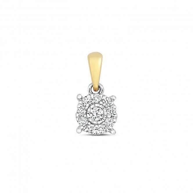 Diamond Jewellery 9ct Gold Diamond Brilliant Illusion Pendant PD175