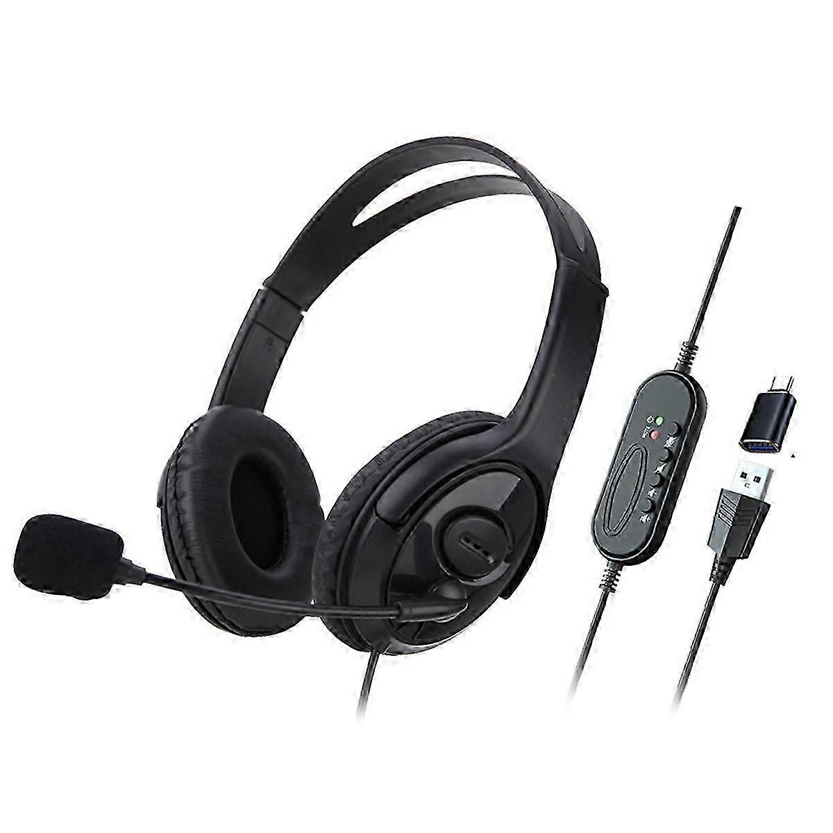 Kabelgebundenes USB-Headset Computer Lehrtelefon Headset mit Mikrofon Typ-C Geeignet für Zoom Skyp DS