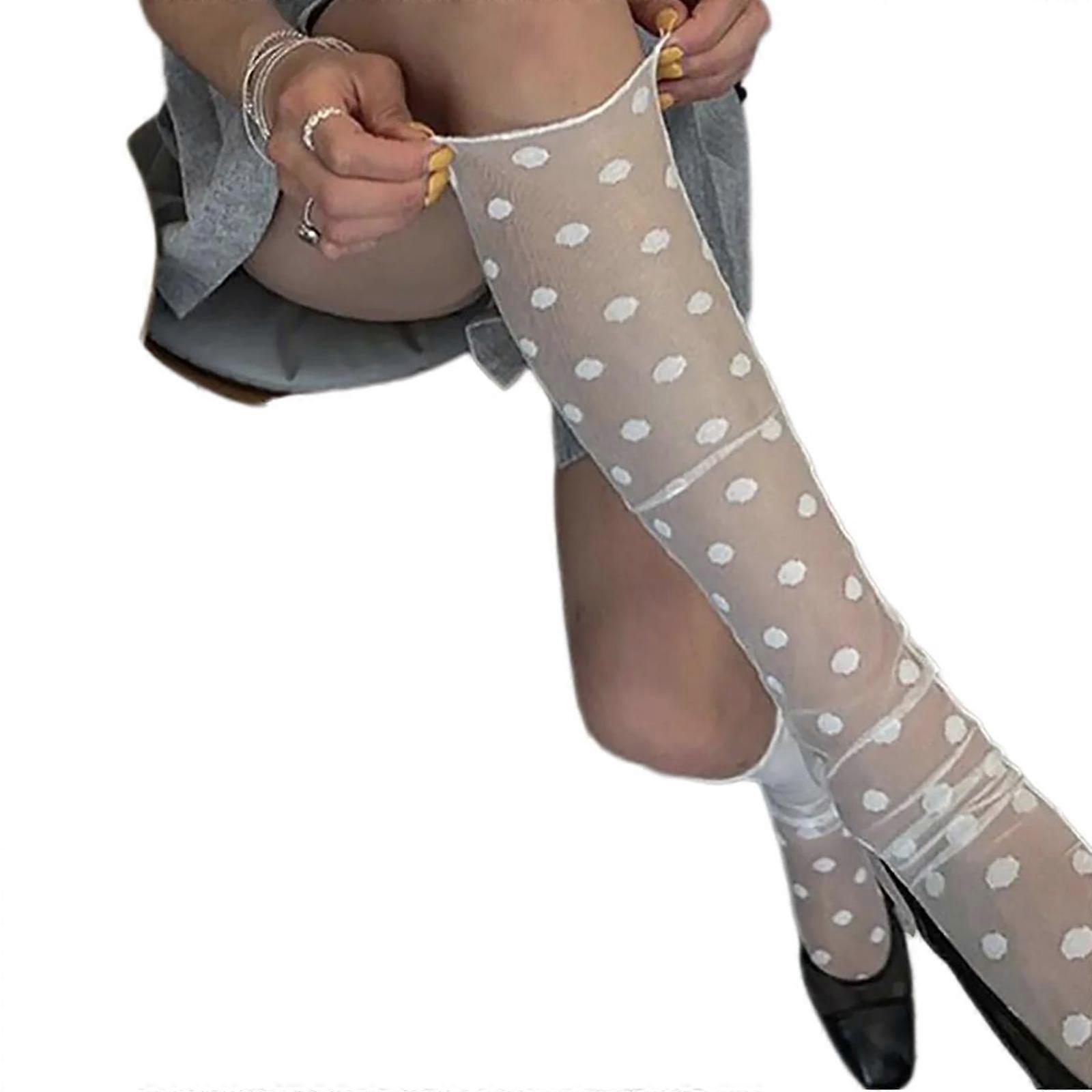 Gambaletti trasparenti da donna in rete Calzini trasparenti Calze sottili sul polpaccio Calze estive in nylon Macchie Gambaletti Calze bianche