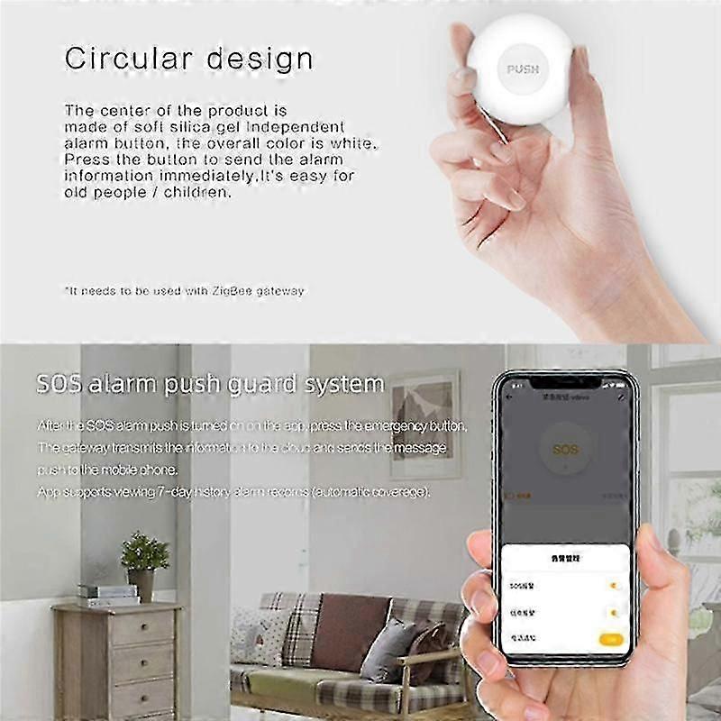 Tuya Smart Life ZigBee One-Key Alarm SOS Emergency Call Button Wireless Emergency Button Smart Life