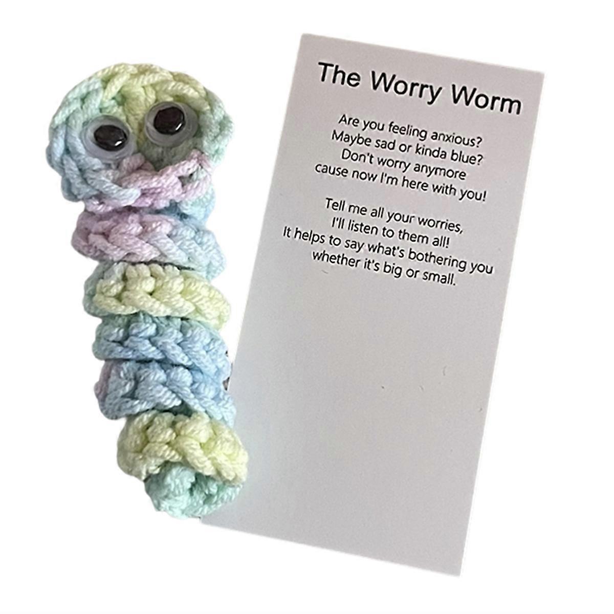 Handmade Emotional Support Worry Worm Gift, Crochet Worry Worm Inspirational Cares , Cute Knitted Gi