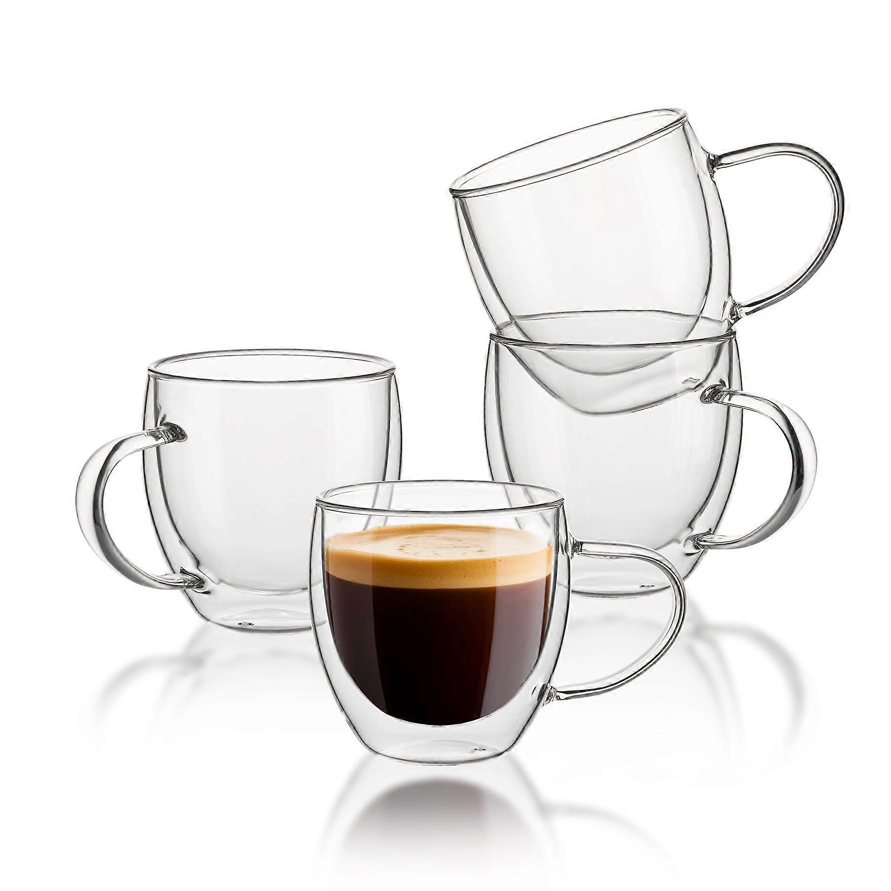 4 Insulated Clear Espresso Cups for Cappuccino 5oz