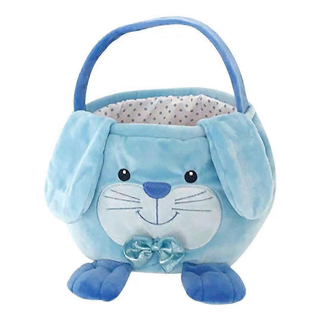 3D Cute Plush Empty Bucket with Foldable Ears Easter Eggs Basket for Easter Egg Hunts