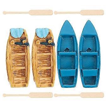 1 Set Micro Landscape Boat Ornament Miniatures Beach Boat Paddles Dollhouse Supplies