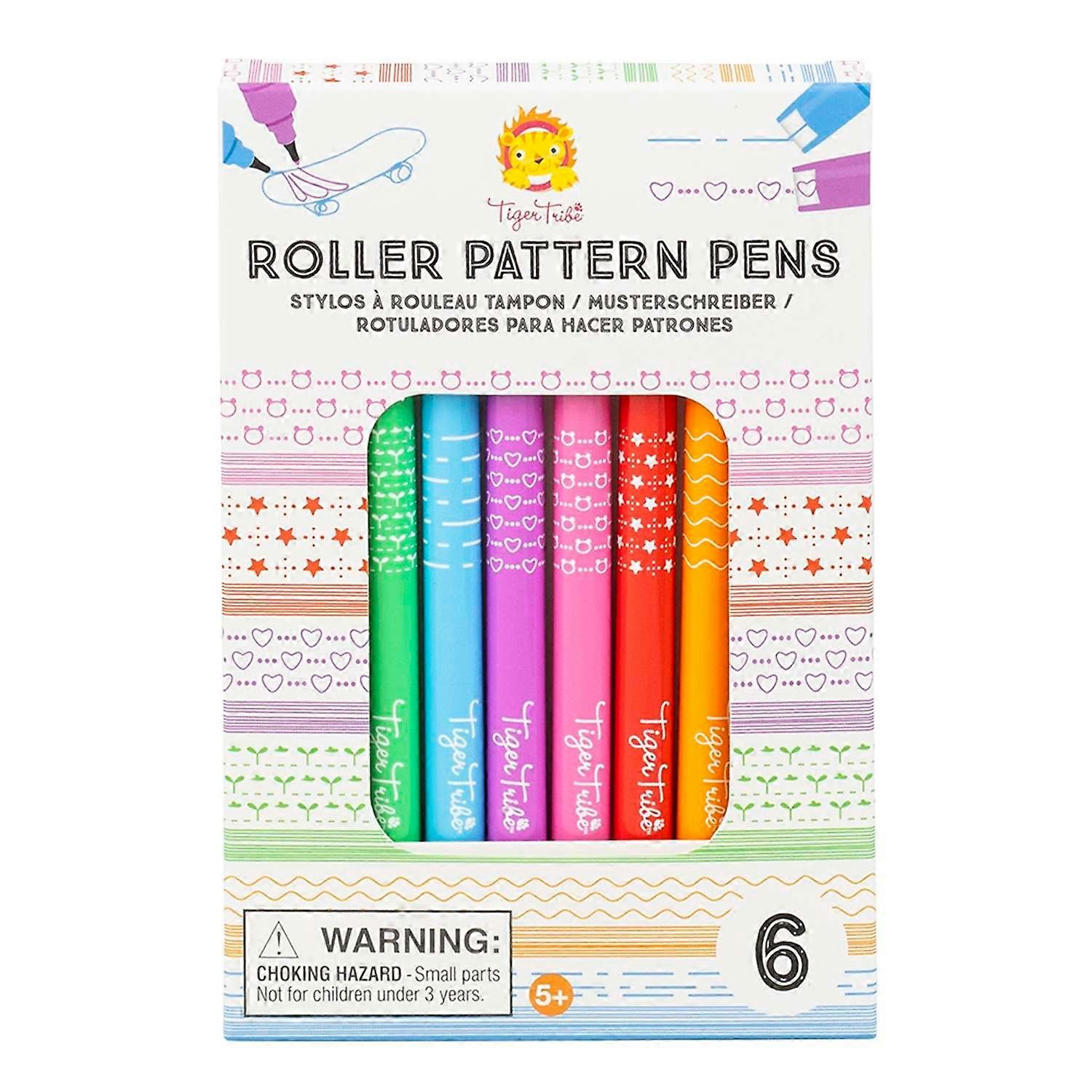 Tiger Tribe, Roller Pattern Pen Set - 6 Piece Double Sided Stamp Pens