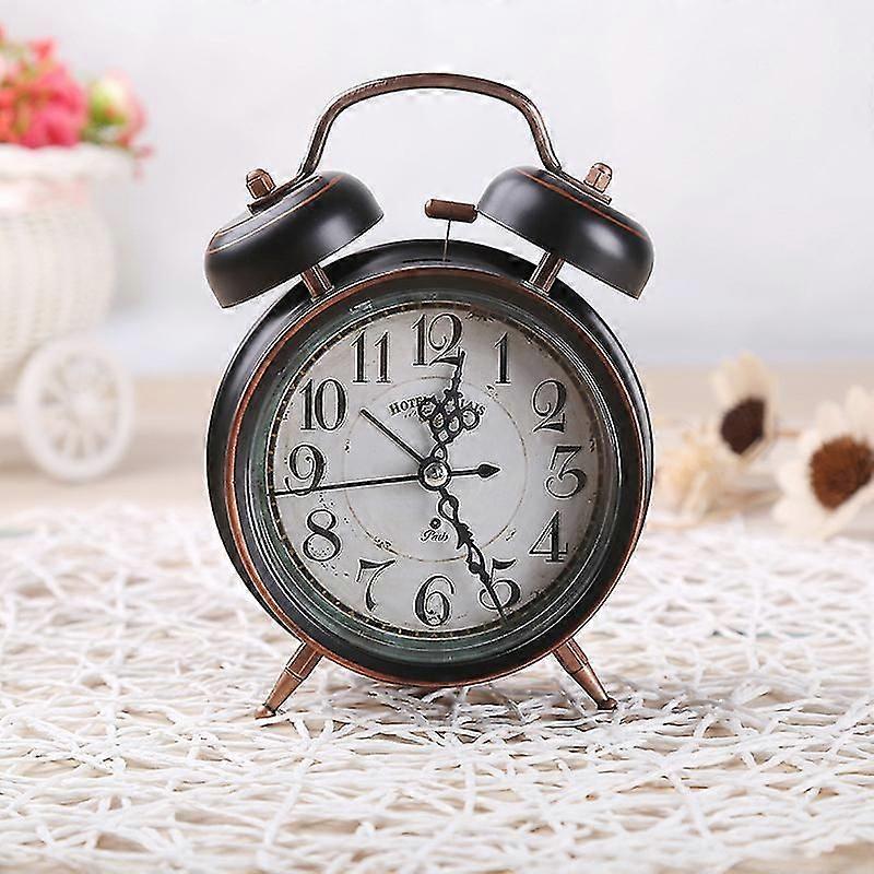Réveil à l’ancienne, réveil mécanique rétro, réveil ancien réveil traditionnel avec veilleuse (noir)