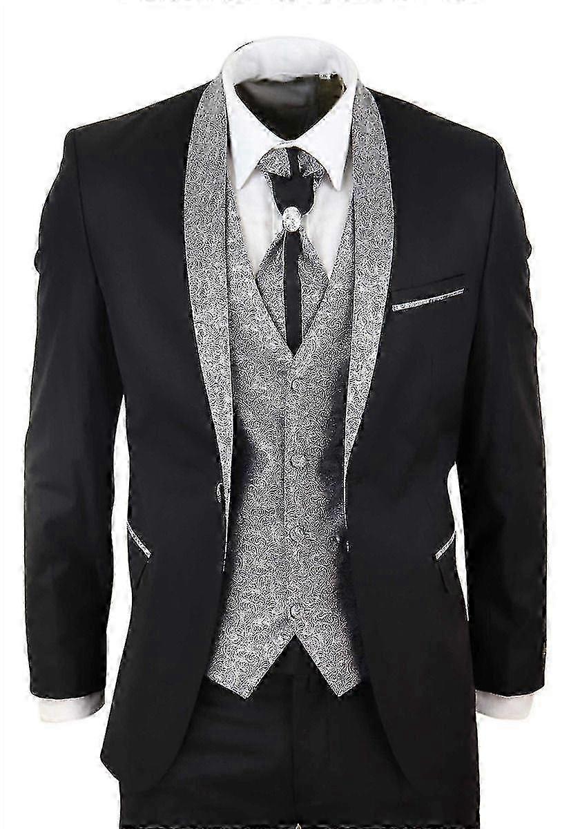 Men's 4 PieceBlack Tailored Wedding Suit