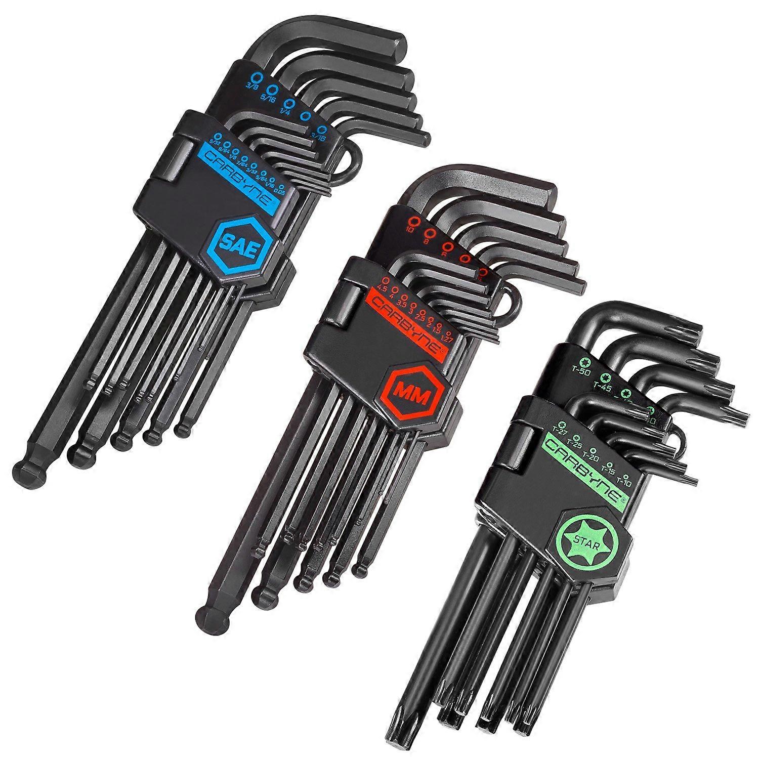 35Piece Long Arm Ball End Allen Key Set, Wrench Inch/Metric/Torx. Includes Metric Hex 1.27mm10mm