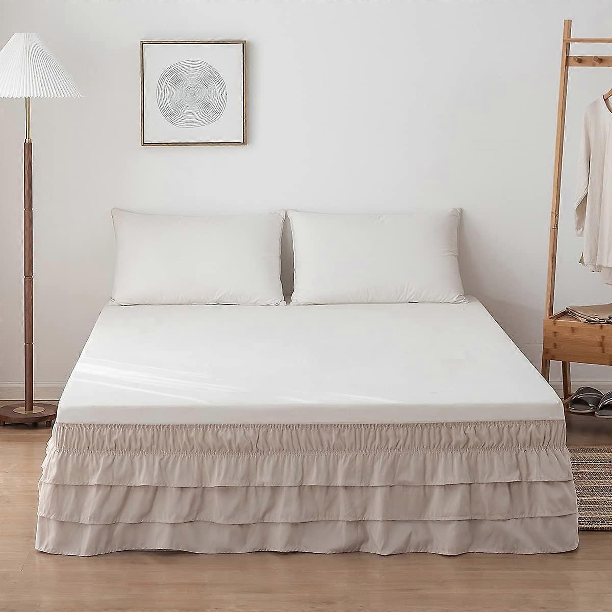 Wrap Around Bed Skirts Stretch, Elastic Bed Ruffles Dust Ruffled Bed Skirts Full Twin Queen King