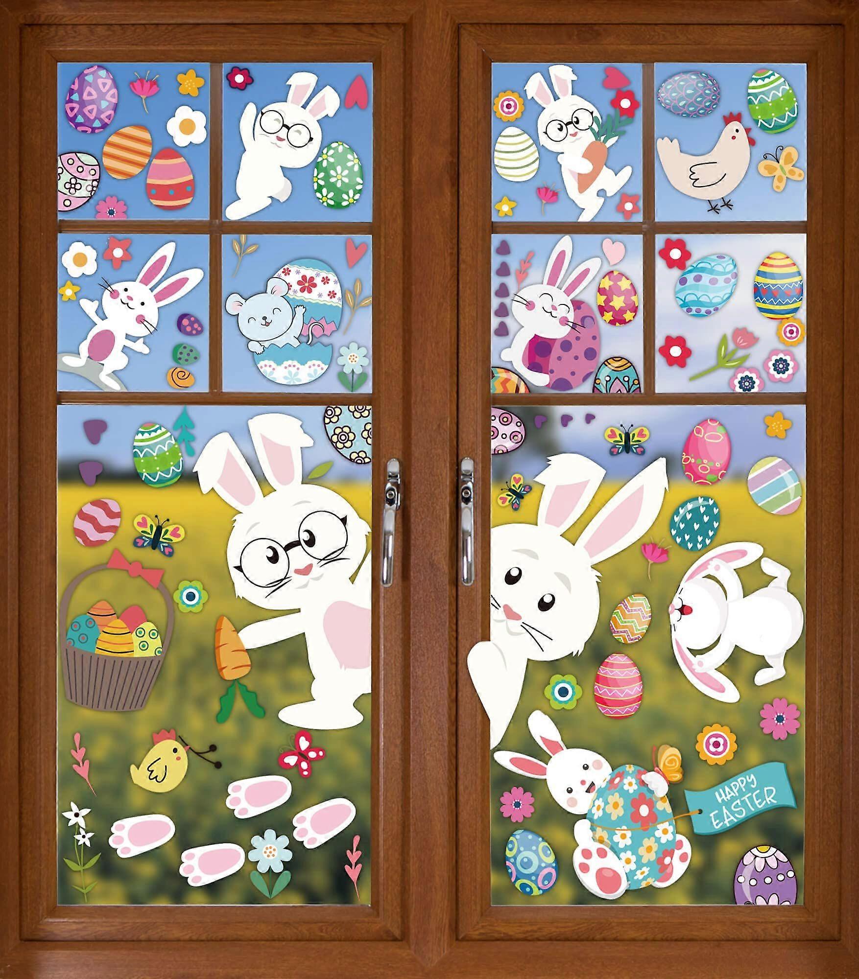 9 Sheets Easter Window Stickers, 131Pcs Cute Eggs
