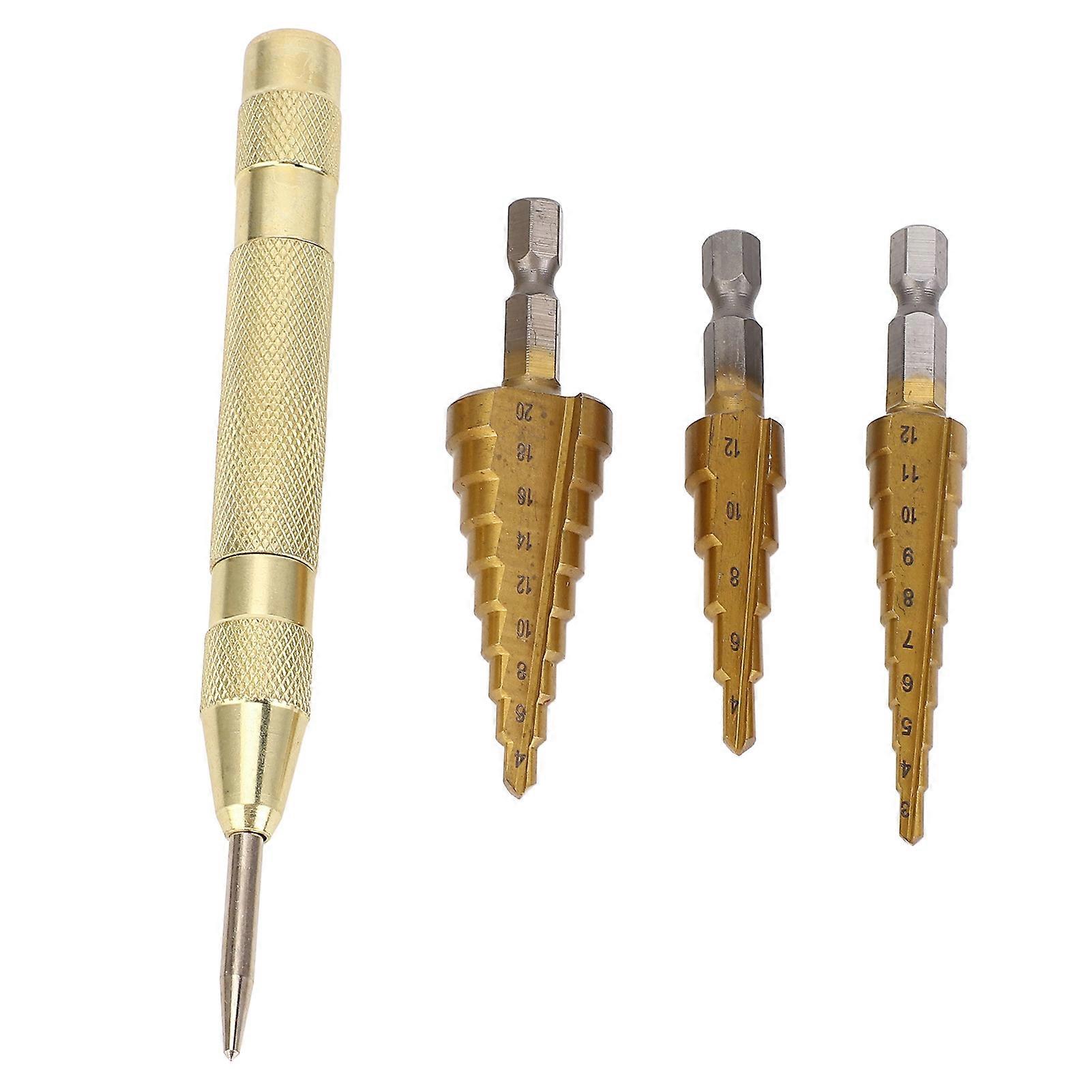 Step Drill Bit Set HSS Ti Alloy Secure Grip Double Groove Design Multifunctional High Strength for Wood Metal Sheet Steel
