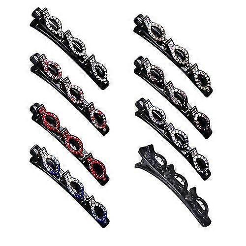 Grampos de cabelo trançados com pedras de cristal brilhantes, grampos de cabelo com franja dupla, grampos de cabelo trançados
