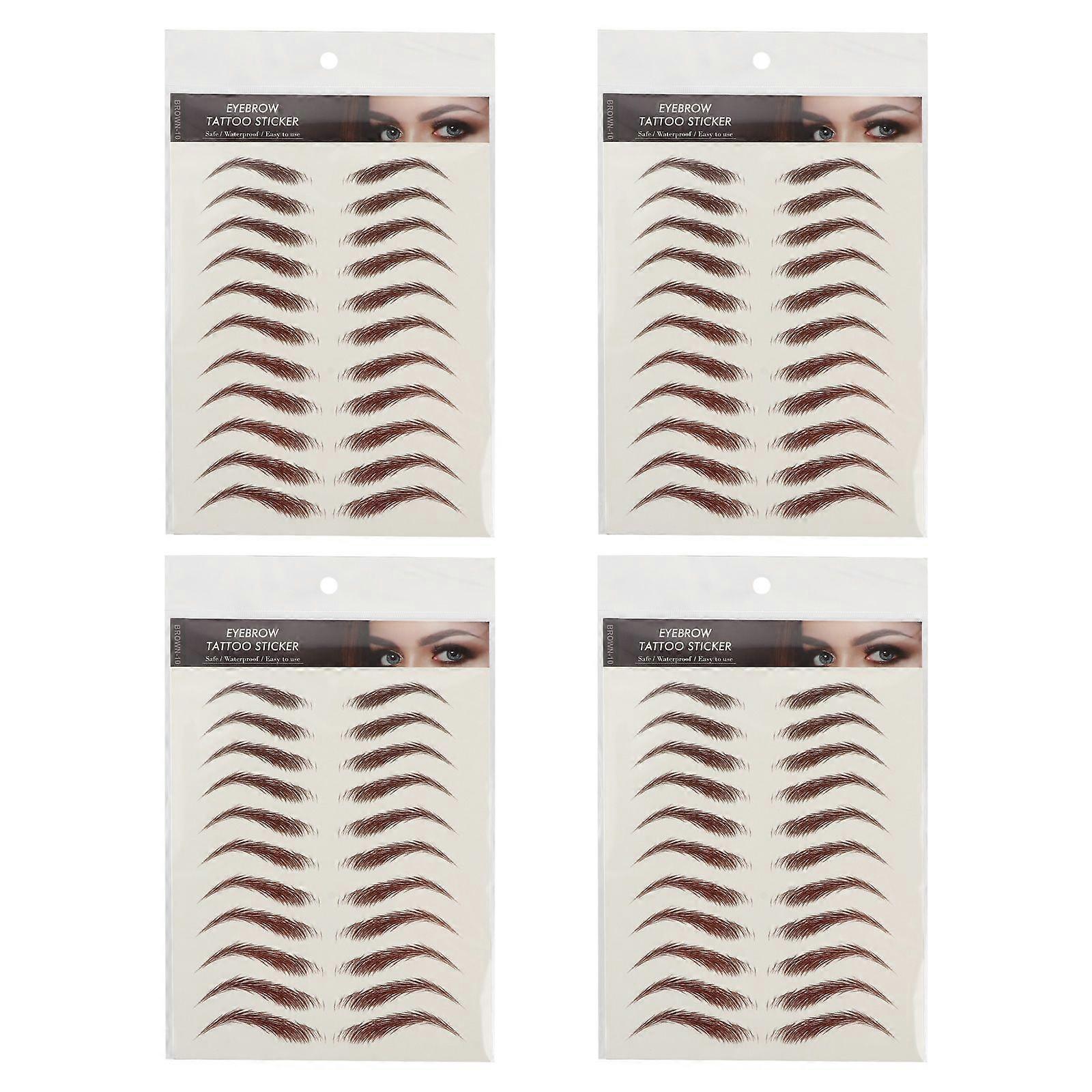 4 Sheets Brow Sticker Fake Eyebrow Stickers Waterproof Temporary Brow Tattoos