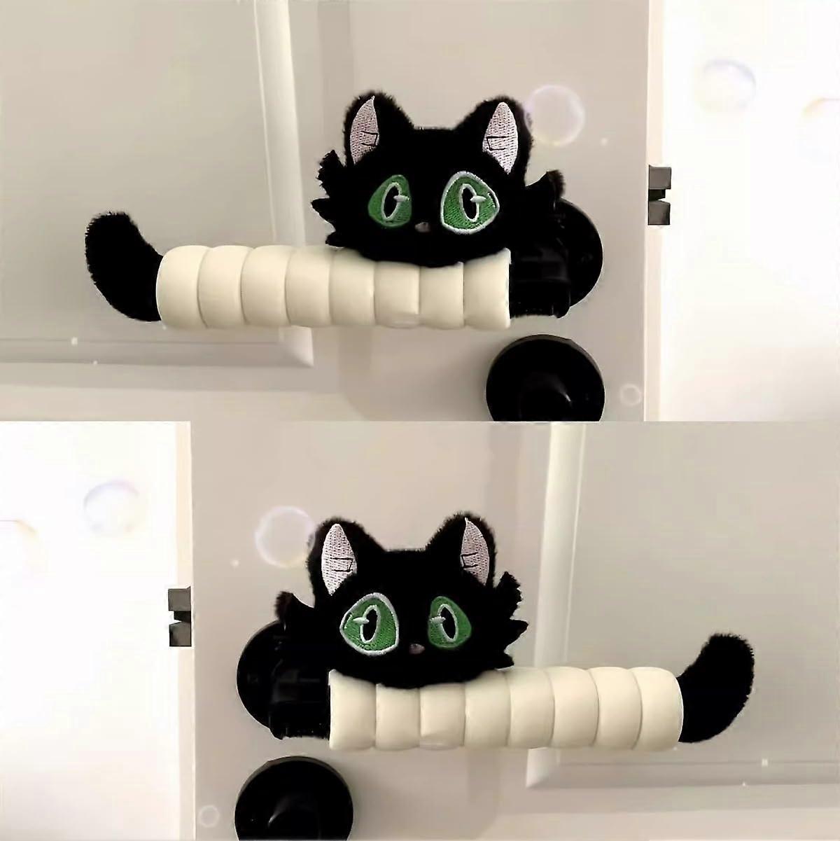 Door Handle Protective Cover Cute Cat Plush Shape Grip Safety Cover for Child Door Knobs - 2 Pack