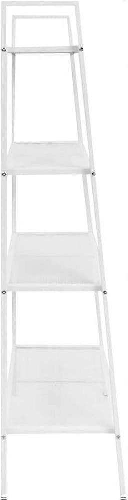 4 Tier Metal Ladder Bookcase White Compact Design Versatile Storage Display Unit Small Spaces Sheet Metal Construction