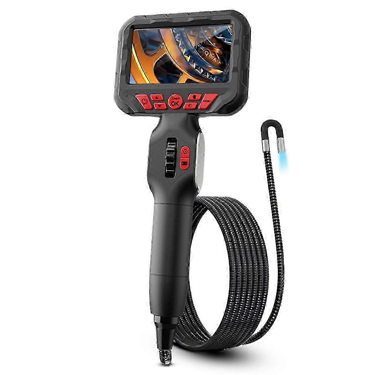 6mm Two-Way Articulating Borescope With1.6M Articulated Snake Camera Video Inspection Scope 4.3inch