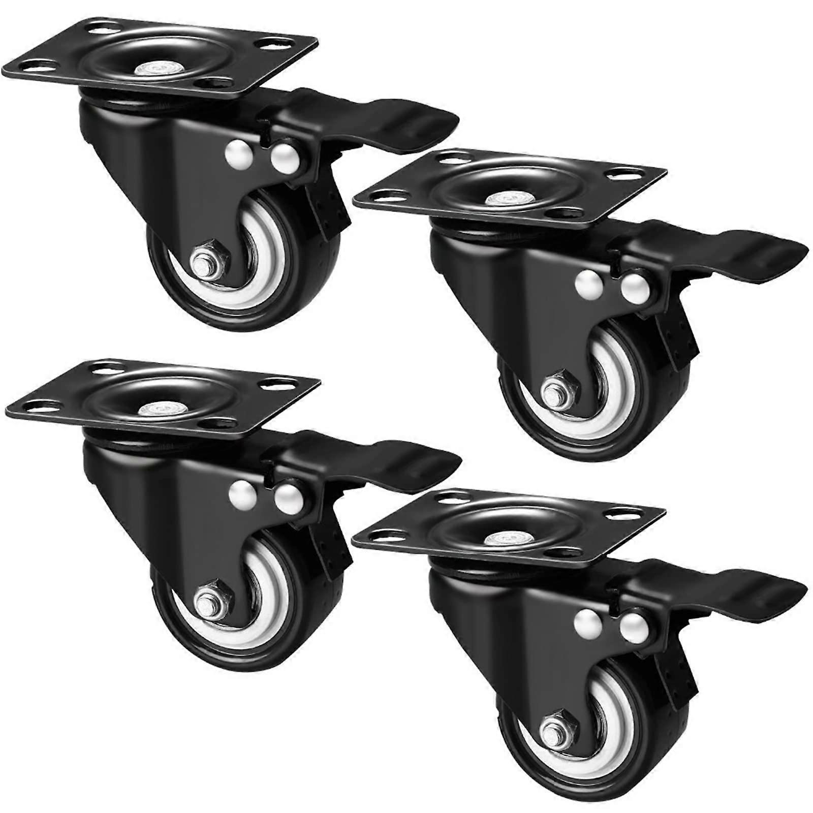 Swivel Plate Casters 360 Degree Silent Wheels 4 Inch Markless Rubber Heavy Duty Indoor Use 1 Piece