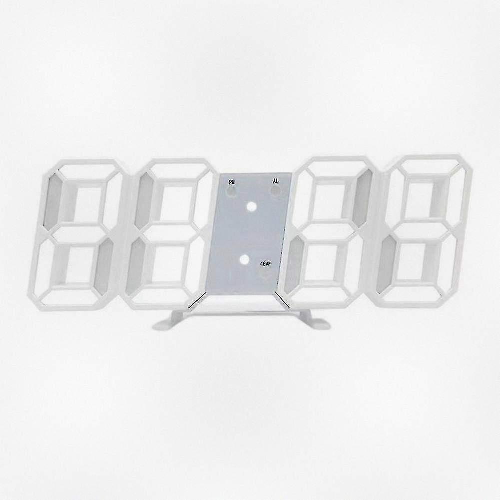 Large Digital 3D LED Wall and Desk Alarm Clock with Auto Brightness and USB Connection, Displays Temperature