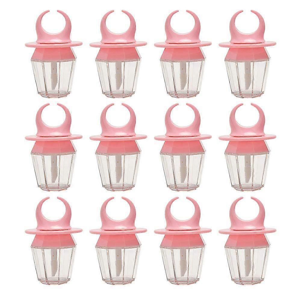 10 Pcs 8ml Pink Empty Lip Gloss Tube Diamond Ring Shape Clear Lip Glaze