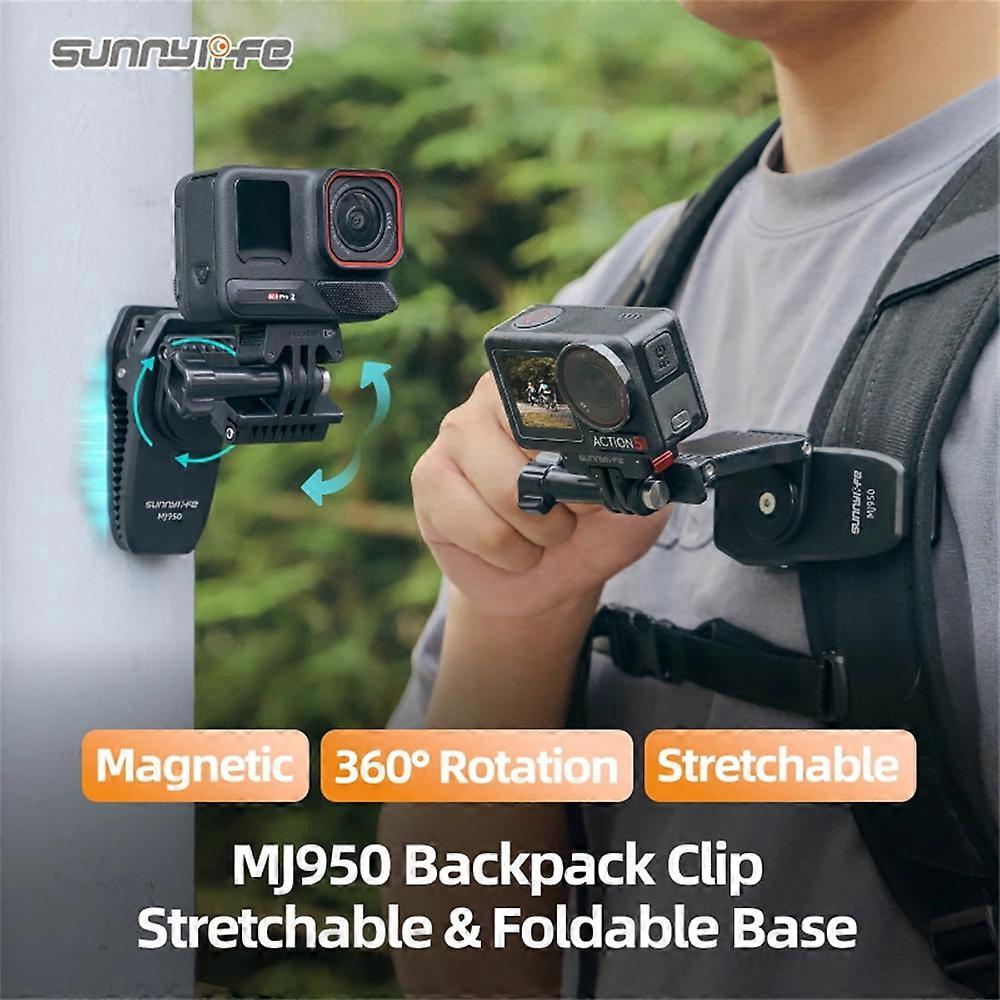 Camera Backpack Clip Rotatable Magnetic Mount for DJI Action 5 Pro/Insta360 X5
