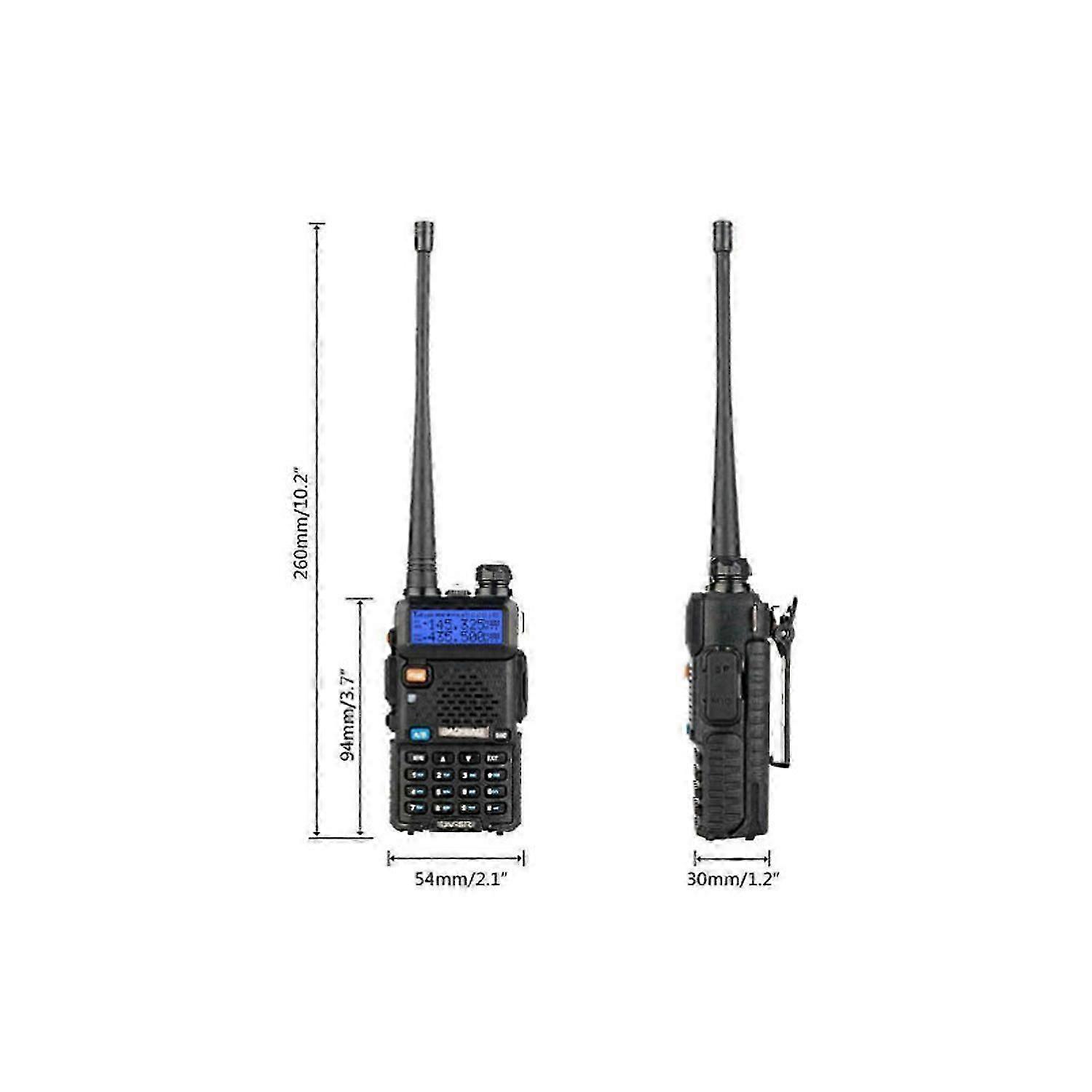 1.5" LCD 5W 144~146MHz / 430~440MHz Dual Band Walkie Talkie with 1 LED Flashlight Black