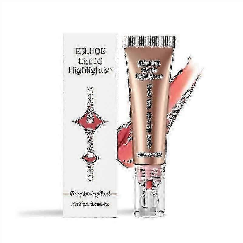 Liquid Highlighter Blush Cream (Raspberry Red) Natural Lightweight Matte Gloss Highlighter Multi-Functional Facial Blush Cream