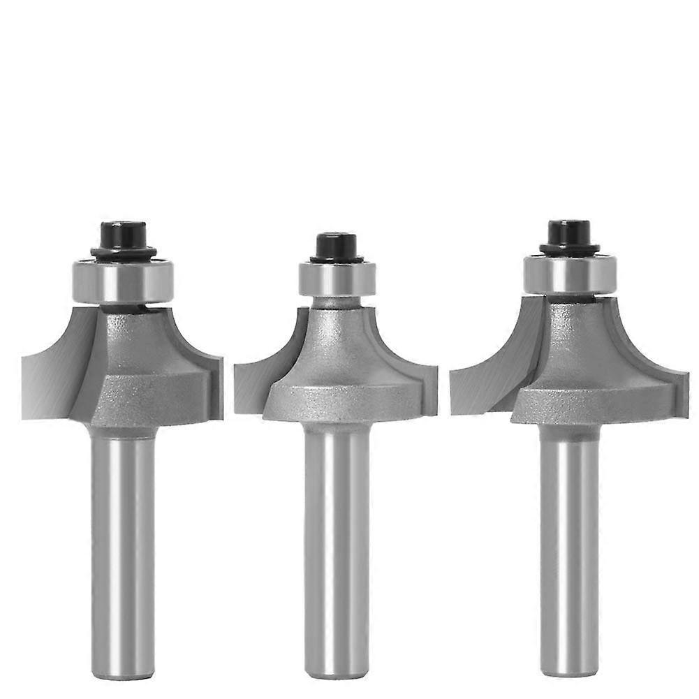 3 Piece Round Over Router Bits Rounding Cutter Standard Cutter Set with 8 mm Shank for Woodworking