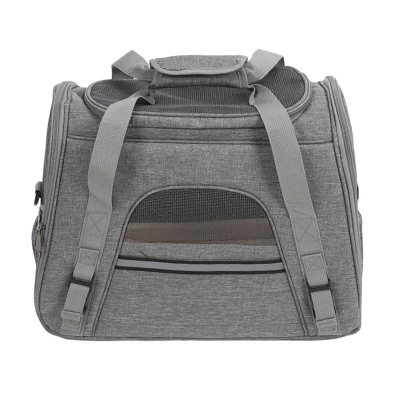 Dog Carrier Bag Large Capacity Breathable Multi Functional Soft Sided Pet Travel Carrier for Outdoor Grey 