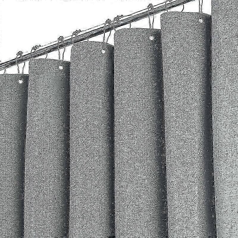 180x240cm Extra Long Linen Textured Polyester Shower Curtain with 12 Plastic Hooks