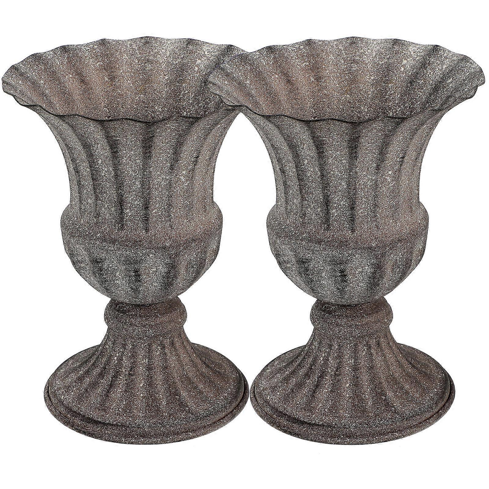 Iron Flower Vase 2Pcs Dark Grey Cemetery Flower Holder with Versatile Use Feature for Storage