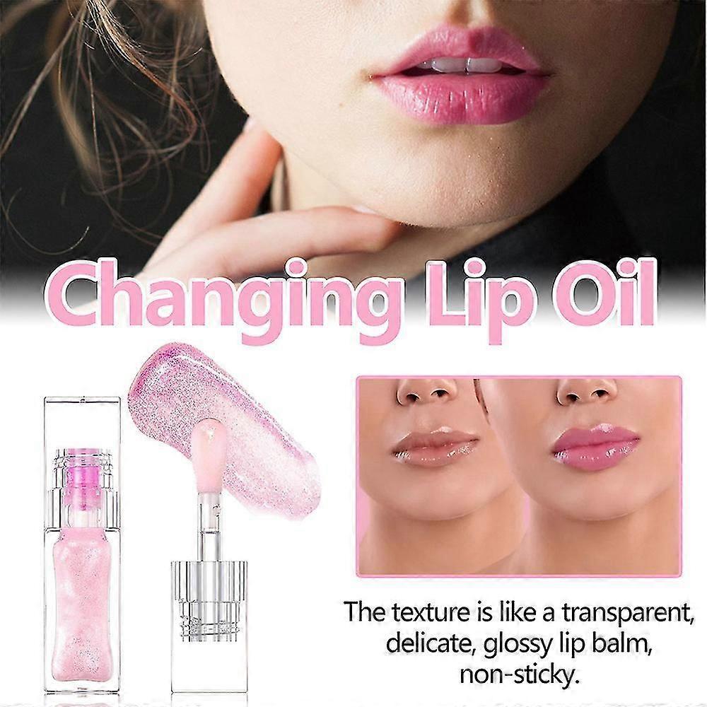 Magic color-changing lip oil, moisturizing lip gloss oil, glossy tinted lip balm lip care, long-lasting nourishment, non-sticky and fresh texture