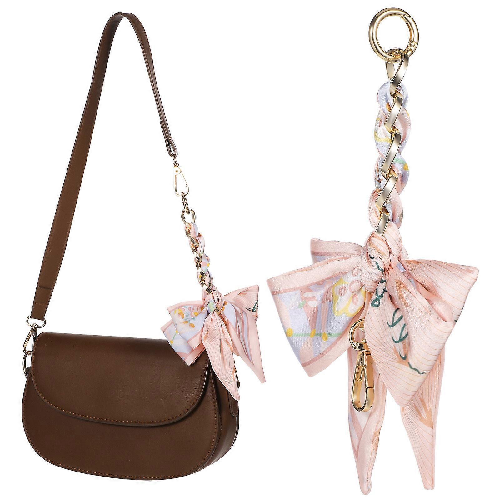 Pink Bow Bag Extension Chain Extender for Women – Polyester Purse Strap Lengthener Clasp, Compatible with Shoulder, Crossbody & Tote Handbags –